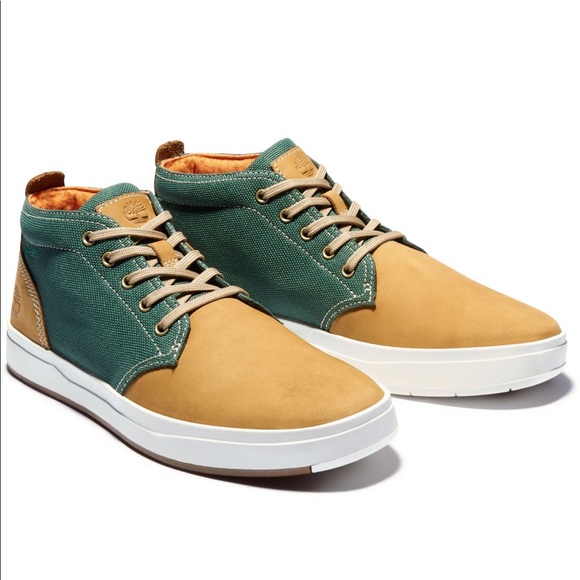 TIMBERLAND MEN'S DAVIS SQUARE CHUKKA WHEAT/GREEN - Picture 4 of 6